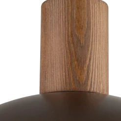 Lampadari Cucina-Selezionato da Mazzolaluce Lampadario cupola marrone in metallo inserti legno pino per cucina