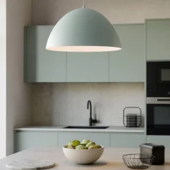 Lampadari Cucina-Selezionato da Mazzolaluce Lampadario cupola metallo celeste 50cm per cucina