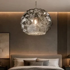 Lampadario Camera Da Letto-Perenz Illuminazione Lampadario da camera da letto meteora sfera di vetro fume specchiato perenz