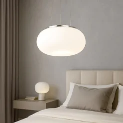 Lampadario Camera Da Letto-Eglo Lampadario da camera da letto di vetro bianco optica