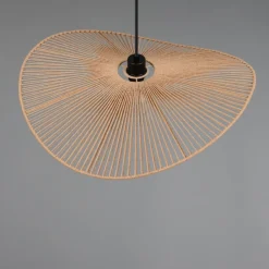 Lampadari Cucina-Selezionato da Mazzolaluce Lampadario da cucina a cerchio ondulato marrone in corda per tavolo 58 cm