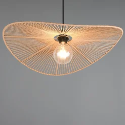 Lampadari Cucina-Selezionato da Mazzolaluce Lampadario da cucina a cerchio ondulato marrone in corda per tavolo 58 cm