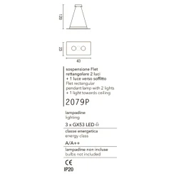 Lampadari Cucina-Affralux Lampadario da cucina flet bianco rettangolare
