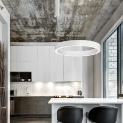Lampadari Moderni-Selezionato da Mazzolaluce Lampadario da cucina anello bianco led 3000k 60cm dimmerabile