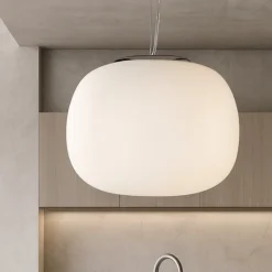 Lampadari Cucina-Selezionato da Mazzolaluce Lampadario da cucina boccia vetro sfera bianca 40cm
