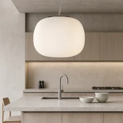 Lampadari Cucina-Selezionato da Mazzolaluce Lampadario da cucina boccia vetro sfera bianca 40cm