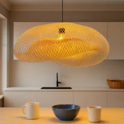 Lampadari Cucina-Selezionato da Mazzolaluce Lampadario da cucina boho in rattan bambu 76 cm