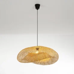Lampadari Cucina-Selezionato da Mazzolaluce Lampadario da cucina boho in rattan bambu 76 cm
