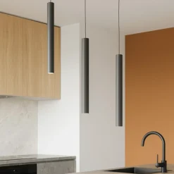 Lampadari Cucina-Top Light Lampadario da cucina cilindri antracite con decentramento