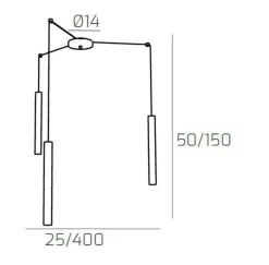 Lampadari Cucina-Top Light Lampadario da cucina cilindri antracite con decentramento