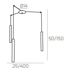 Lampadari Cucina-Top Light Lampadario da cucina con decentramento cilindri grigio