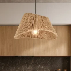 Lampadari Cucina-Selezionato da Mazzolaluce Lampadario da cucina conico marrone in corda