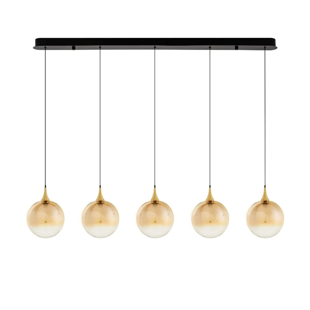 Lampadari Cucina-Selezionato da Mazzolaluce Lampadario da cucina con sfere pendenti vetro ambra