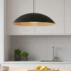 Lampadari Cucina-Selezionato da Mazzolaluce Lampadario da cucina cupola nera e legno led 3000k dimmerabile