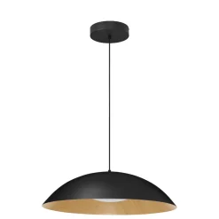 Lampadari Cucina-Selezionato da Mazzolaluce Lampadario da cucina cupola nera e legno led 3000k dimmerabile