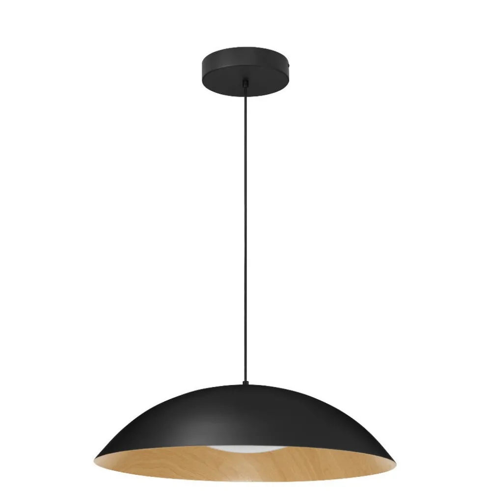 Lampadari Cucina-Selezionato da Mazzolaluce Lampadario da cucina cupola nera e legno led 3000k dimmerabile
