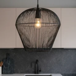 Lampadari Cucina-Selezionato da Mazzolaluce Lampadario da cucina fili tessuto nero