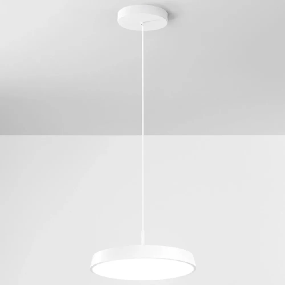 Lampadari Cucina-IsyLuce Lampadario da cucina urban bianco disco led 42w dimmerabile