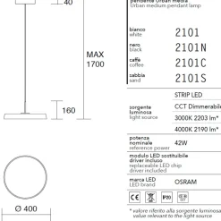 Lampadari Cucina-IsyLuce Lampadario da cucina urban bianco disco led 42w dimmerabile