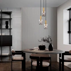 Lampadari Cucina-Selezionato da Mazzolaluce Lampadario da cucina 3 luci con portalampada in vetro