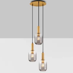 Lampadari Cucina-Selezionato da Mazzolaluce Lampadario da cucina 3 luci con portalampada in vetro