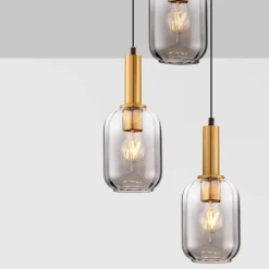 Lampadari Cucina-Selezionato da Mazzolaluce Lampadario da cucina 3 luci con portalampada in vetro