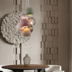 Lampadari Cucina-Selezionato da Mazzolaluce Lampadario da cucina 7 luci con portalampada sferici colorati