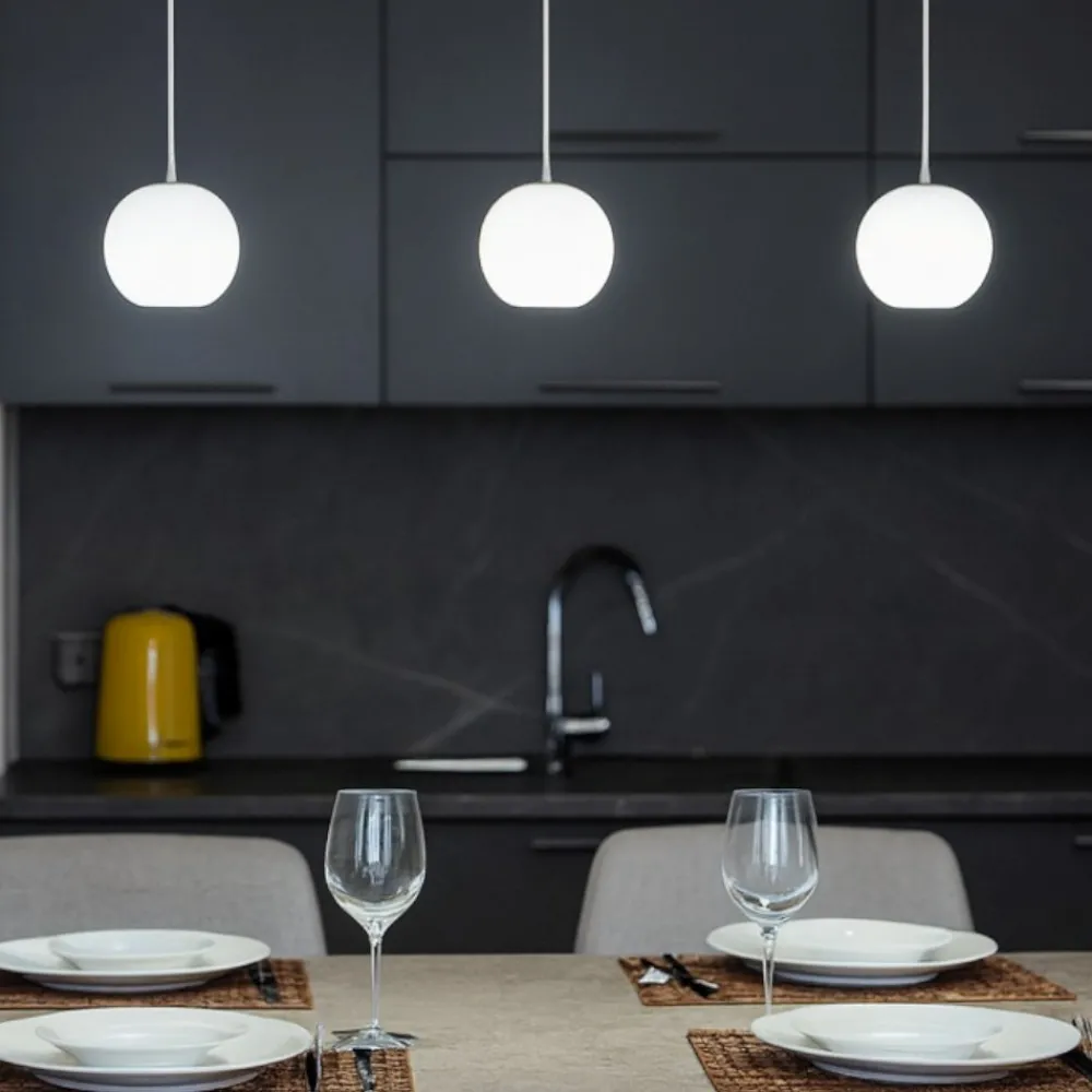 Lampadari Cucina-Gea Luce Lampadario da cucina 3 luci sfere led 3000k guya bianco