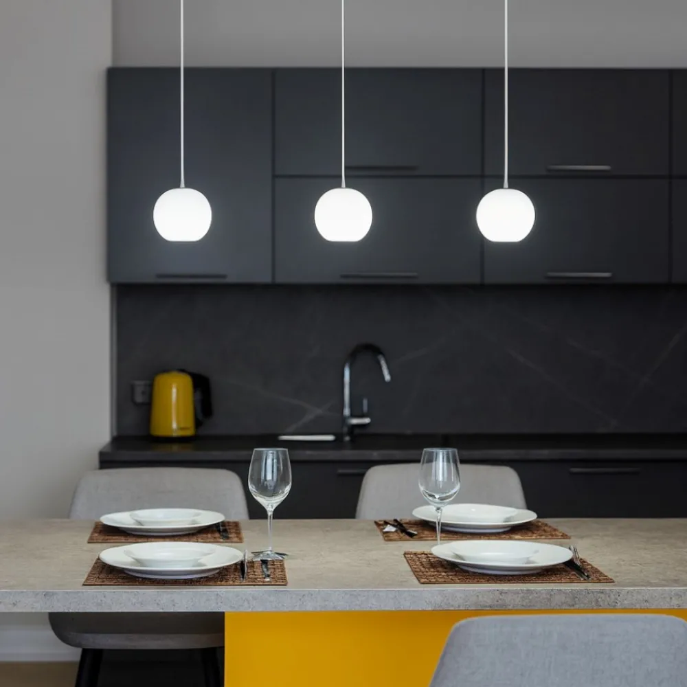Lampadari Cucina-Gea Luce Lampadario da cucina 3 luci sfere led 3000k guya bianco