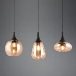 Lampadari Cucina-Selezionato da Mazzolaluce Lampadario da cucina 3 luci vetro ambrato