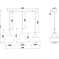 Lampadari Cucina-Selezionato da Mazzolaluce Lampadario da cucina 3 luci vetro ambrato