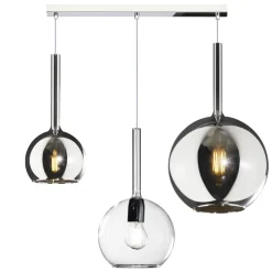 Lampadari Cucina-Top Light Lampadario da cucina 3 luci vetri cromo trasparente