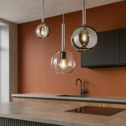 Lampadari Cucina-Top Light Lampadario da cucina 3 luci vetri cromo trasparente