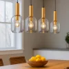 Lampadari Cucina-Selezionato da Mazzolaluce Lampadario da cucina moderna 4 luci con paralumi in vetro