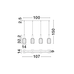 Lampadari Cucina-Selezionato da Mazzolaluce Lampadario da cucina moderna 4 luci con paralumi in vetro