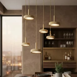Lampadari Cucina-Ondaluce Lampadario da cucina moderna nina oro 6 luci led 3000k dimmerabile