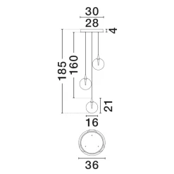 Lampadari Cucina-Selezionato da Mazzolaluce Lampadario da cucina moderna 3 vetri ambra sfere led 3000k