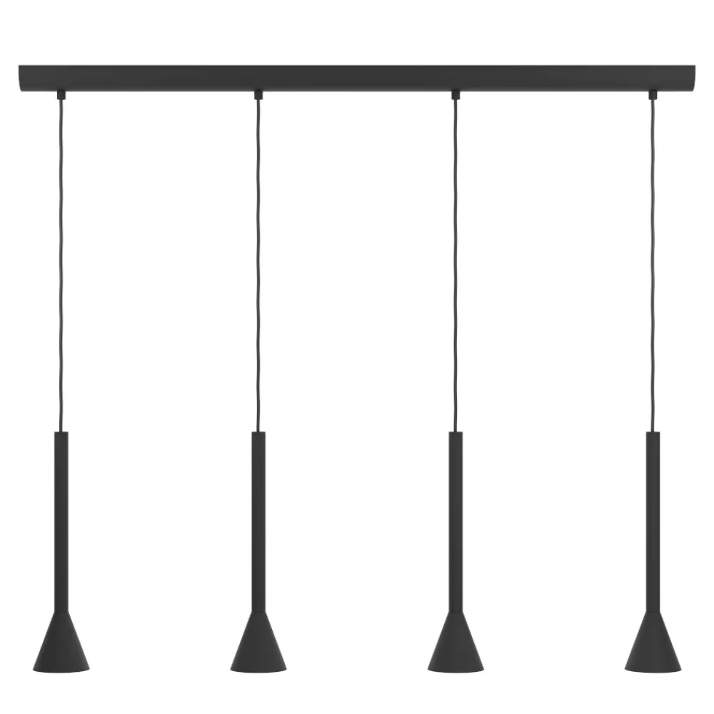 Lampadari Cucina-Eglo Lampadario da cucina nero oro 4 luci cortaderas