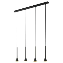 Lampadari Cucina-Eglo Lampadario da cucina nero oro 4 luci cortaderas