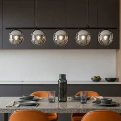 Lampadari Cucina-Ondaluce Lampadario da cucina nero so monile 5 luci