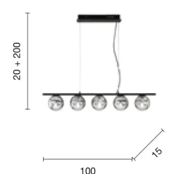 Lampadari Cucina-Ondaluce Lampadario da cucina nero so monile 5 luci