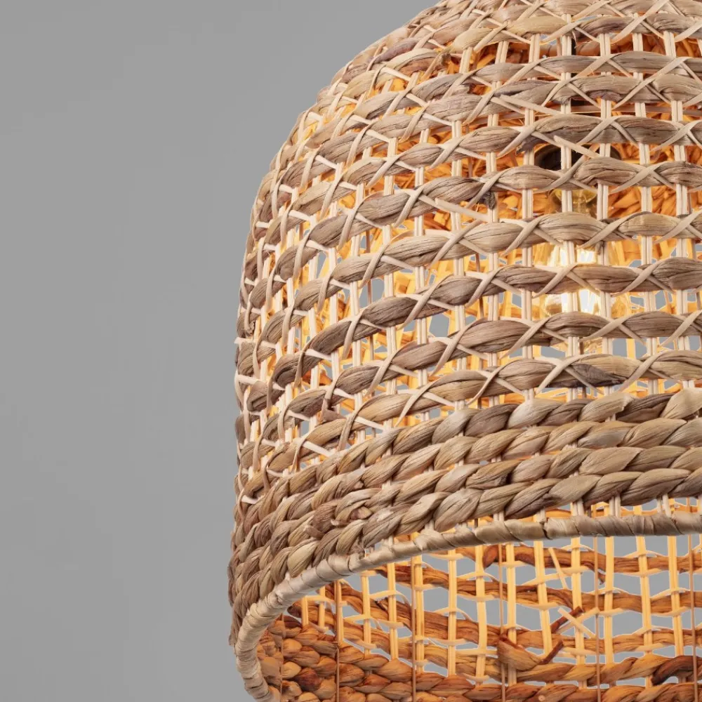 Lampadari Cucina-Selezionato da Mazzolaluce Lampadario da cucina rustica campana di rattan e giacinto legno essiccato
