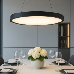Lampadari Cucina-Top Light Lampadario da cucina plana nero rotondo led 25w cct