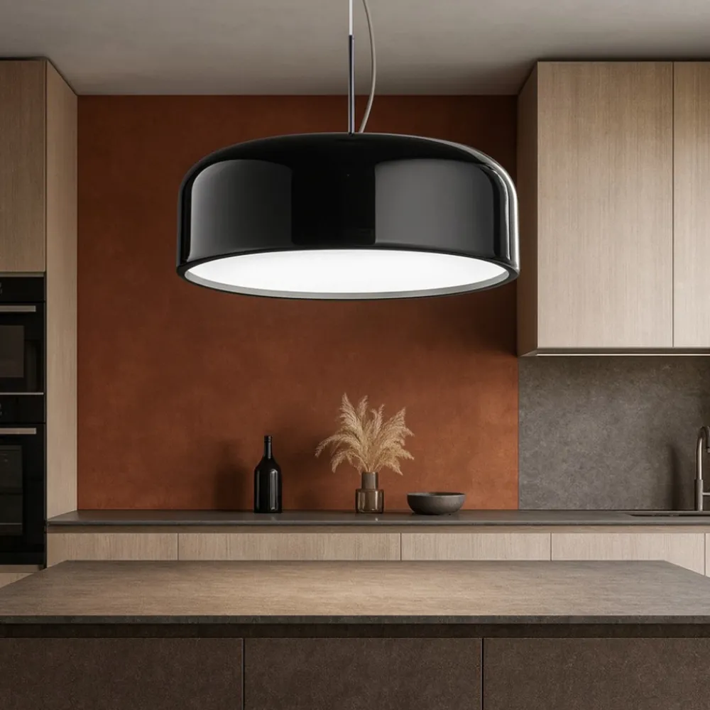 Lampadari Cucina-Perenz Illuminazione Lampadario da cucina velia nero lucido led 30w biemissione cct
