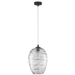 Lampadari Cucina-Selezionato da Mazzolaluce Lampadario da cucina vetro rigato trasparente