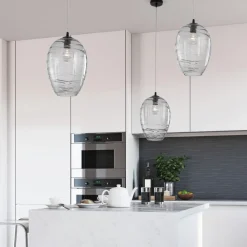 Lampadari Cucina-Selezionato da Mazzolaluce Lampadario da cucina vetro rigato trasparente