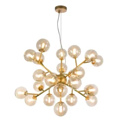 Lampadari Moderni-Maytoni Lampadario dallas moderno oro per soggiorno vetri sfere ambra trasparente