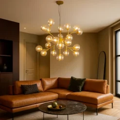 Lampadari Moderni-Maytoni Lampadario dallas moderno oro per soggiorno vetri sfere ambra trasparente