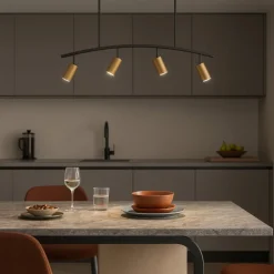 Lampadari Cucina-Selezionato da Mazzolaluce Lampadario da soffitto per cucina nero oro spot orientabili