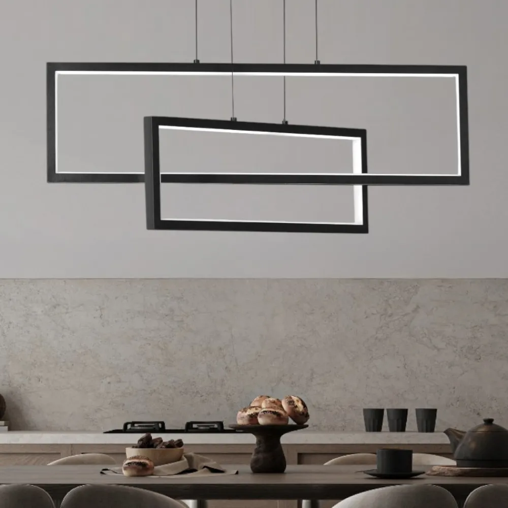 Lampadari Cucina-Selezionato da Mazzolaluce Lampadario da tavolo per cucina led 3200k rettangolare nero